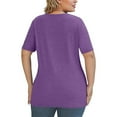 thumbnail image 6 of TQWQT Womens Plus Size Tops Dressy Summer Cute Tees Short Sleeve V Neck Criss Cross Purple Basic Plain T-Shirt 4x-5x Casual Tunics Blouses 4XL, 6 of 6