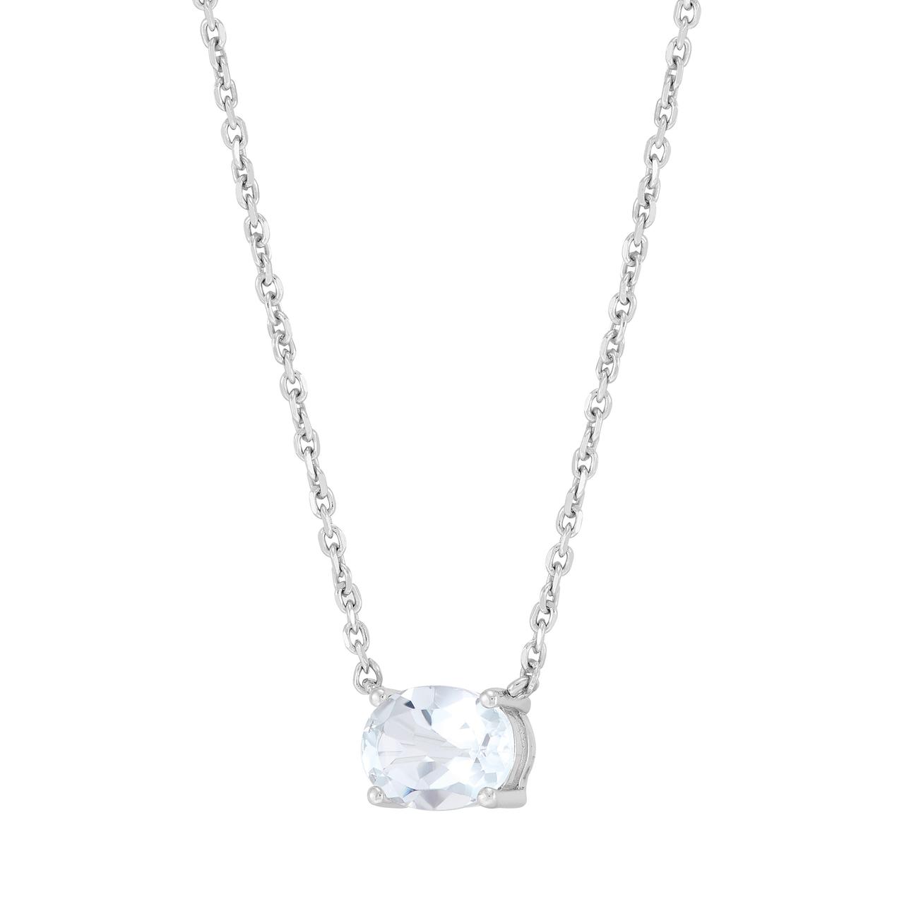 Brilliance Fine Jewelry Oval White Topaz Necklace in Sterling Silver