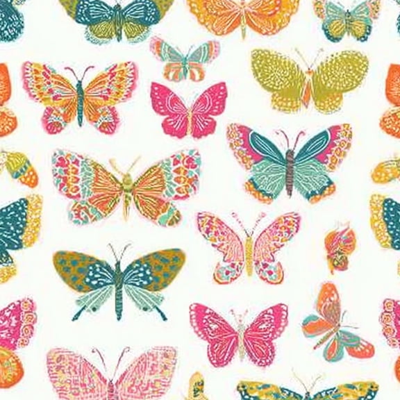 Peel and Stick Wallpaper 17.7in x 9.8ft Colorful Butterfly Vibrant Pink Orange Blue Designs Contact Paper Vinyl Waterproof Self Adhesive Wall Paper for Teens Bedroom Nursery Cabinet Renter Friendly