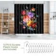 thumbnail image 4 of Black Flowers Shower Curtain, Shower Curtain Colorful Floral, Polyester Fabric Waterproof Shower Curtains for Bathroom Decoration, Modern Shower Curtain Set with 12 Hooks, 72" x 72", 4 of 6