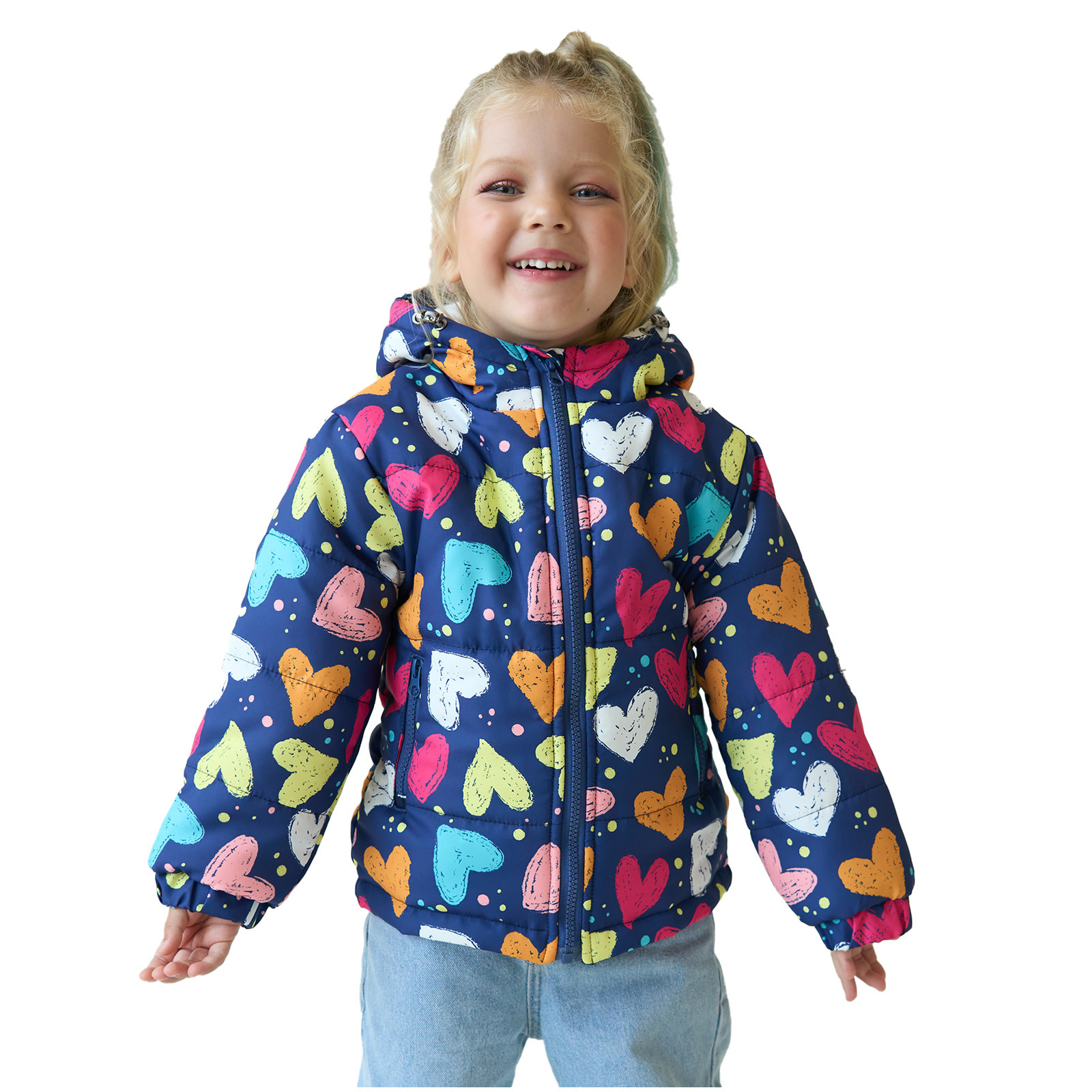 Veste Demi-saison Fille/enfant - Chaud, Col Montant, Poches - Hiver - Taille 2 Ans Et Plus
