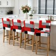 thumbnail image 3 of Red Grey Geometric Bar Stool Cover Set of 6, Modern Black White Abstract Art Stretch Bar Chair Cover, Removable Washable Pub Counter Stool Chair Slipcover for Kitchen Dining Room Pub Cafe, 3 of 9