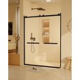 thumbnail image 2 of Sliding Glass Shower Door Frameless Shower Door in Stainless Steel 60" W x 76" H, Tempered Glass Shower Doors with Seal Strip Parts and Handle, Easy Sliding Showe Door (Black), 2 of 9