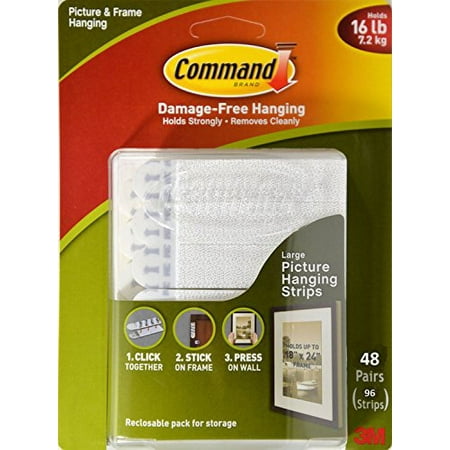 Command Picture & Frame Hanging Strips, 96 Large Strips - 48 Pair