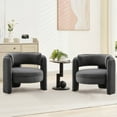 thumbnail image 3 of Acekid Modern Accent Chair - Mid Century Upholstered Armchair, Single Sofa Reading Chair with Arms, Comfy Corner Chair for Bedroom & Office, Black (1-Piece), 3 of 8