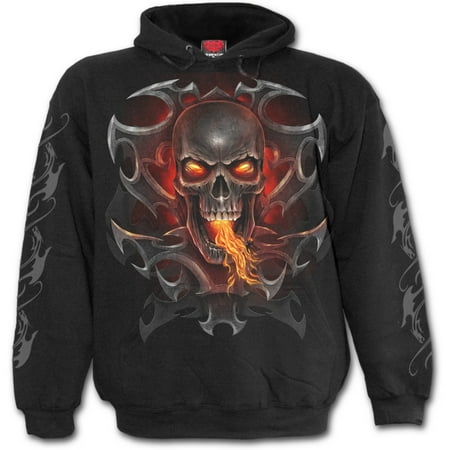 Paint Tribal Flames - Spiral Direct FIRE DRAGON Fleece Hoody BlackDragon |Flames |Tribal |Skulls