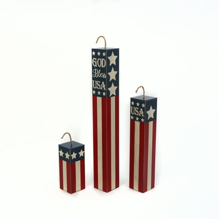 Gerson Assorted Wood Americana Firework Home Décor, Set of 3