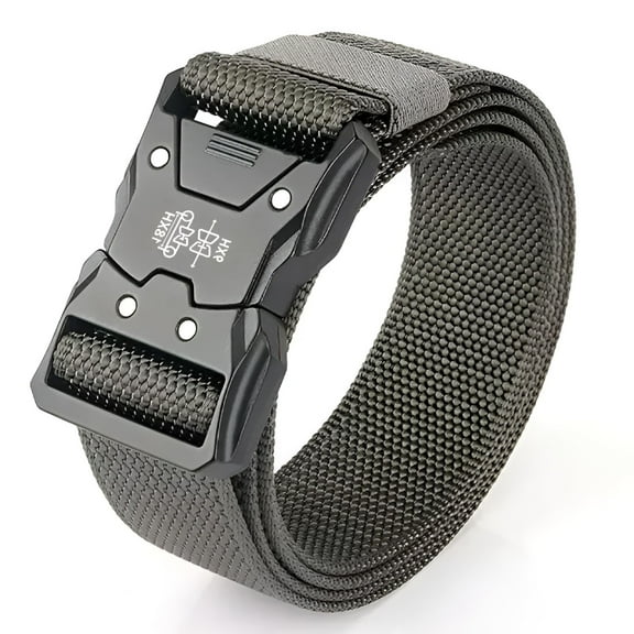 TELOLY Men Belt Outdoor Hunting Tactical Belt Multi Function Buckle Belt Canvas Decoration Jeans Plastic Buckle Waistband (gray)
