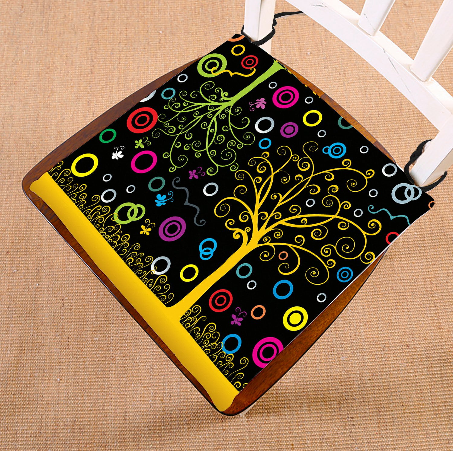 PHFZK Landscape Chair Pad, Lucky Tree Abstract Seat Cushion Chair