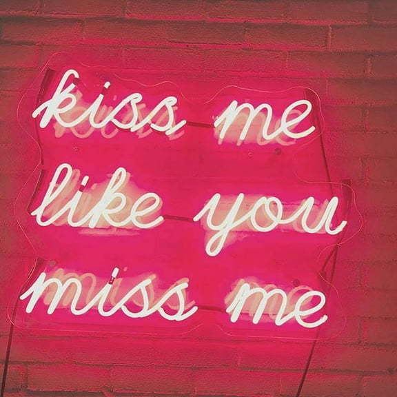 Queen Sense 24" Kiss Me Like You Miss Me Neon Sign Outline Acrylic Panel With Dimmer Man Cave Handmade Neon Light 124KMLYMMTDIM