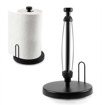 Paper Towel Holder Countertop, Stand with Ratchet System for Kitchen Bathroom Black