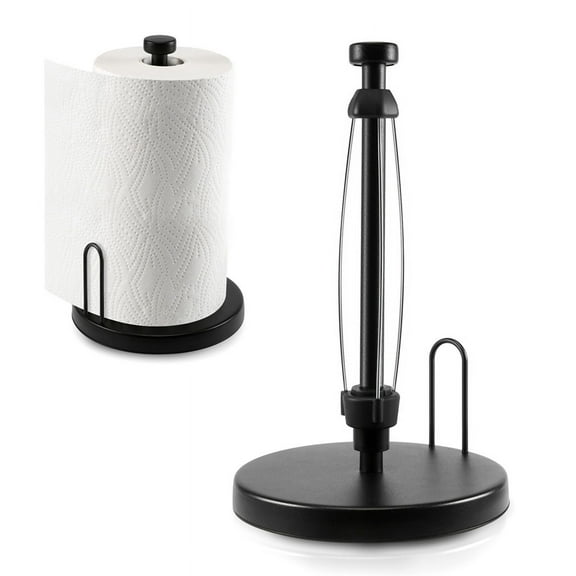 Paper Towel Holder Countertop, Stand with Ratchet System for Kitchen Bathroom Black