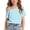 Blue——Back to School, variant on Girls One Shoulder Short Sleeve T-Shirts Casual Striped Tees Summer Tops for Back to School Green 11 Years