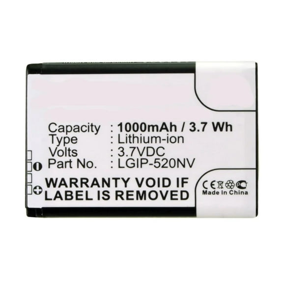 Batteries N Accessories BNA-WB-L3862 Cell Phone Battery - Li-ion, 3.7, 1000mAh, Ultra High Capacity Battery - Replacement for LG LGIP-520NV, SBPL0102702 Battery