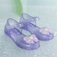 thumbnail image 5 of SGFCWSX Girls Jelly Shoes Kids Mary Jane Clear Glitter Bow Ankle Strap Summer Party Shoes Purple Size 12.5 Little Kids, 5 of 7