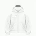 thumbnail image 2 of Towmus Balaclava Hoodie Zippe for Women Men, Double Hooded Full Zip Jacket With Front pocket, Built-In Eye Mask, Full Zip Hooded Sweatshirt, White, S, 2 of 5