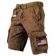 thumbnail image 2 of IYYVV 250 Anniversary USA Shorts for Men Cargo Shorts American Flag Patriotic 4th of July Short Independence Day Slacks Brown 3XL, 2 of 4