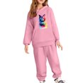 thumbnail image 2 of SYMOID Girls' Pink Tracksuit Set - Soft Polyester Hoodie & Joggers with Cute Cat Graphic, Elastic Waistband, Adjustable Hood for 3-12 Year Olds,Size 8 T, 2 of 3