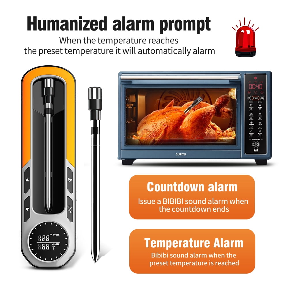 800FT Wireless Meat Thermometer with Bluetooth, Real-Time readings, App Compatibility for Grilling, BBQ, Smoking