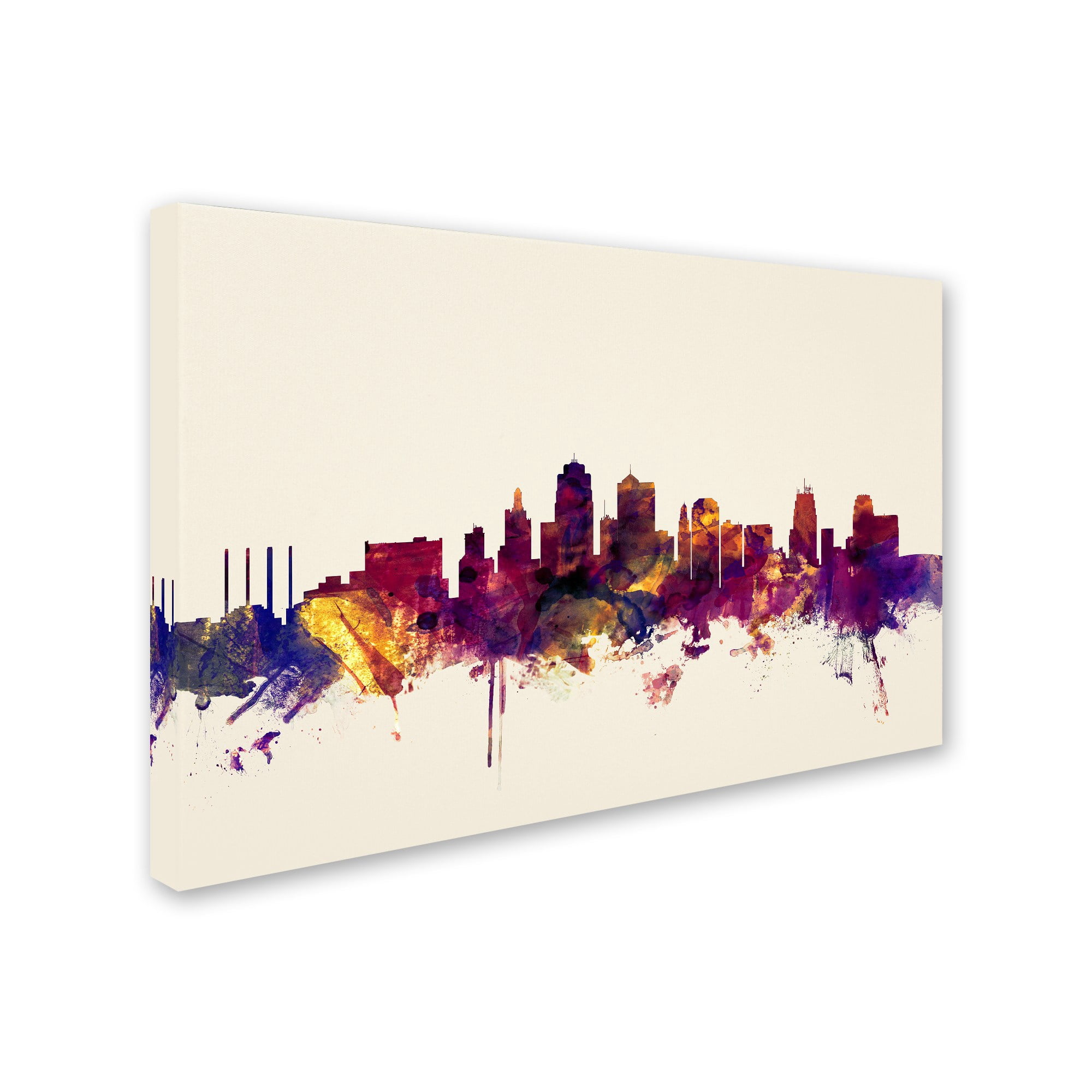 Trademark Fine Art "Kansas City Skyline" Canvas Art by Michael Tompsett