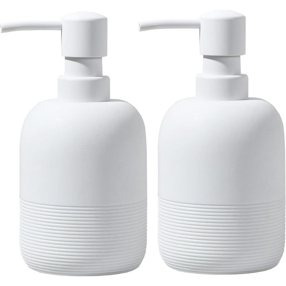 White Soap Lotion Dispenser with A Spare Pump,Liquid Hand Soap Dispenser Sets for Bathroom Countertop,2pcs/Set Soap Dispenser for Kitchen