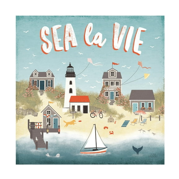 Laura Marshall 'Seaside Village III' Canvas Art