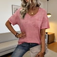 thumbnail image 2 of GUACER Womens T Shirts Trendy V Neck Short Sleeve Blouses Relaxed Fit Pocket Casual Tee Tops, 2 of 7