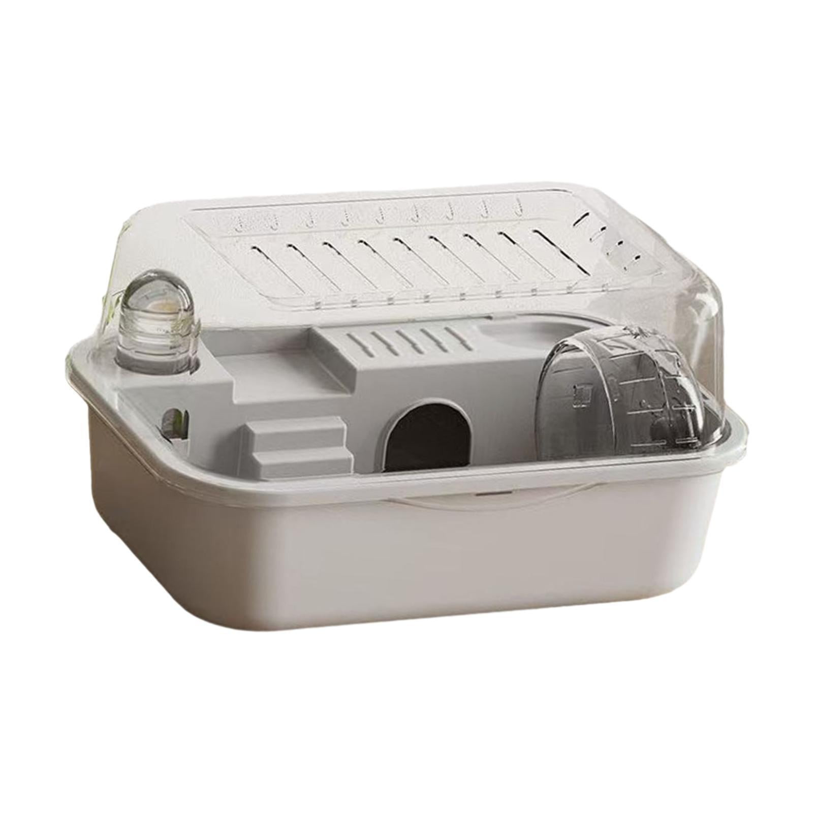 Bothyi Habitat Hamster Cage Castle Breathable with Openable Top Small Animal Cage House grey