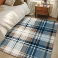 thumbnail image 4 of 3'x5' Area Rugs, Blue Brown Plaid Indoor Outdoor Area Rug for Living Room Bedroom, Vintage Abstract Stripes Lattice Washable Bathroom Rugs Kitchen Floor Carpet Mats Home Decor Aesthetic, 4 of 8