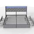 thumbnail image 6 of HOQBN King Size Bed Frame with Storage Headboard and 4 Drawers, Metal Bed Frame Platform with LED Light, Charging Station, No Box Spring Needed, 6 of 9