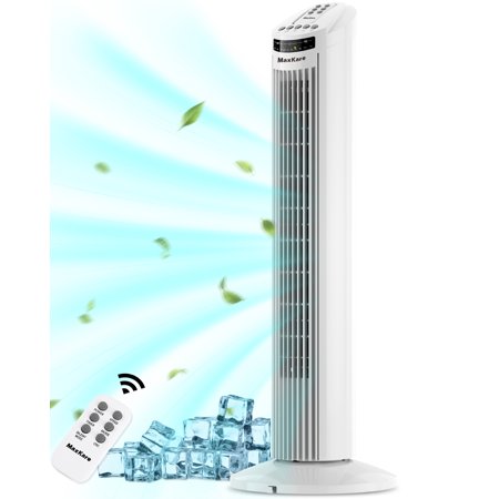 MaxKare 30 Tower Fan 70° Oscillating Fan 60dB Quiet Cooling Fan with Remote Control 3 Speeds 3 Wind Modes Timer - White