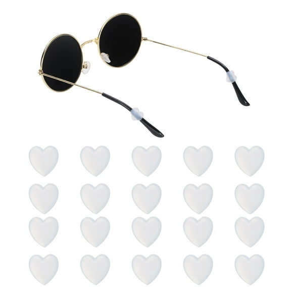 Uxcell 10pair Eyewear Ear Grip Heart-Shaped Silicone Eyeglasses Temple Stopper Anti-Slip Retainers, White