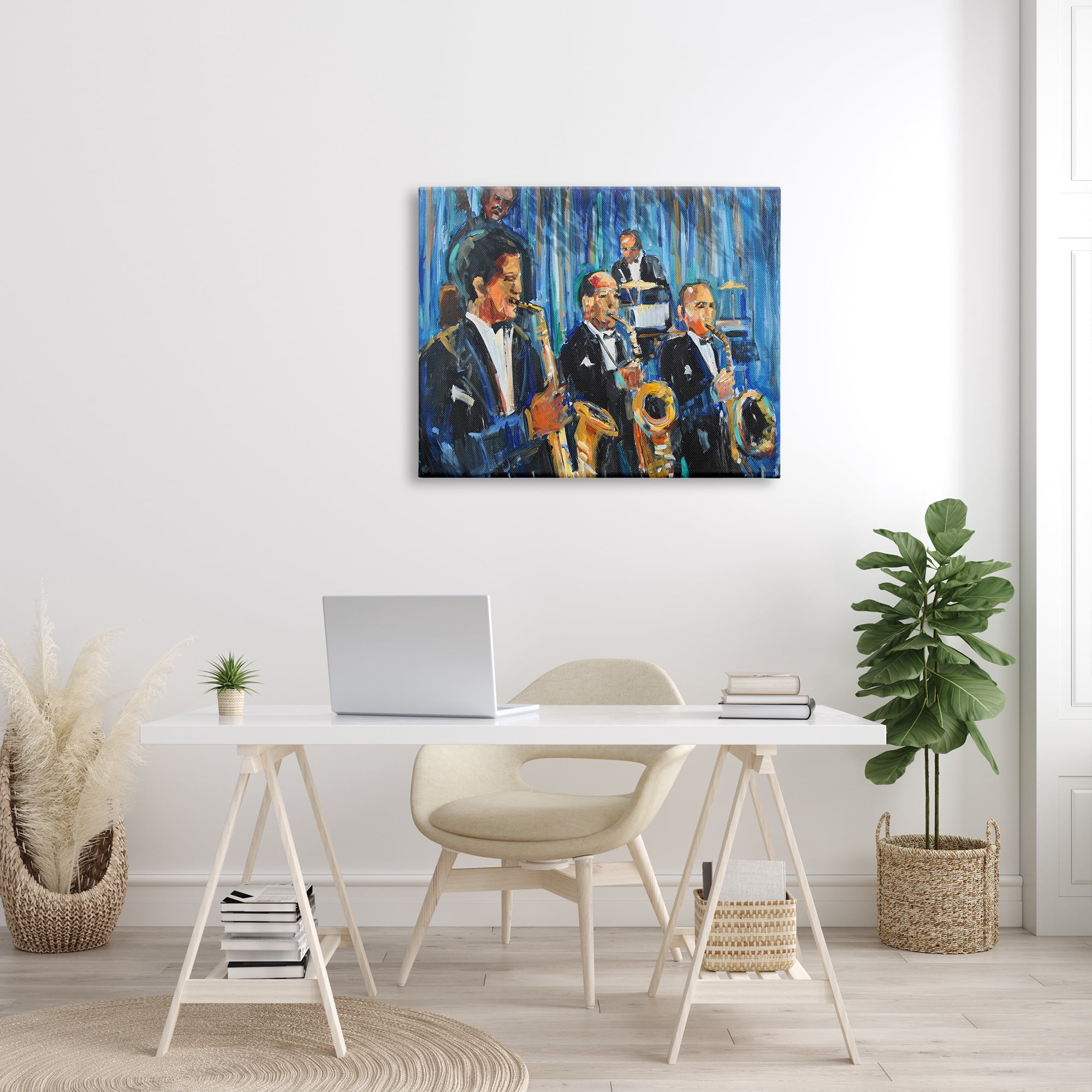 Stupell Industries Jazz Saxophone Trio Expressive Quintet Musicians Beauty & Fashion Painting Gallery Wrapped Canvas Print Wall Art, 30 x 40