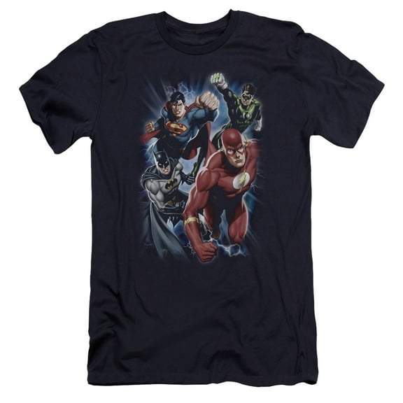 JLA Justice League Storm Chasers Premium Canvas Adult Slim Fit 30/1 T-Shirt Navy