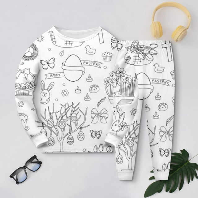 WEAIXIMIUNG Ensemble de Pyjama Peint à la Main pour Garçon et Fille Peut Jouer et Porter 8 Ans
