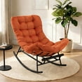 thumbnail image 1 of Papasan Rocking Chair with Foot Rest, Papasan Chair with Thick Removable Cushion and Metal Frame, Lounge Chairs and PE Rattan Rocker for Patio, Garden, Lawn, Living Room, 1 of 8