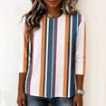 thumbnail image 4 of JULMCOMO Shirts for Women Vertical Striped Crew Neck 3/4 Sleeve Casual T Shirts Loose Fit Comfy Trendy Summer Basic Tees Orange L, 4 of 6
