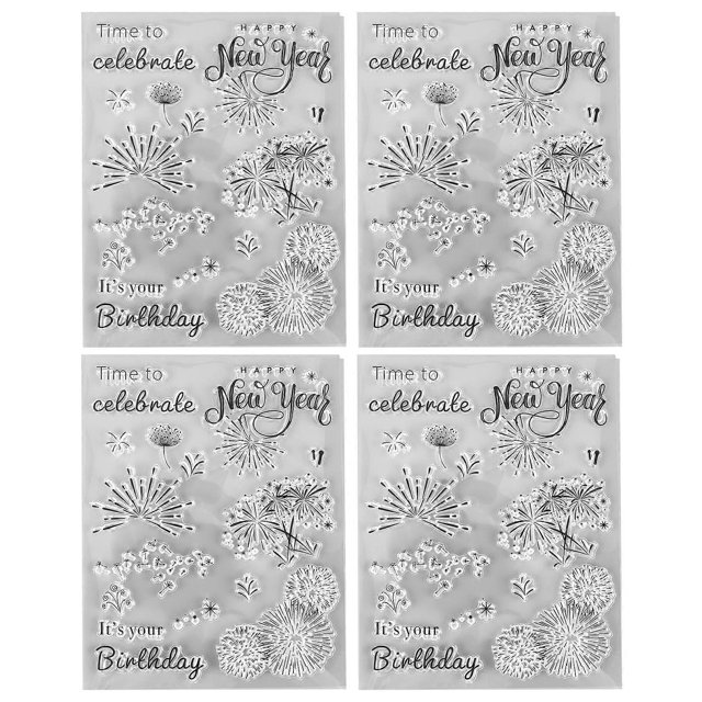 4Pcs Clear Stamps Unique Shape Decorative Transparent Templates for DIY Scrapbook Crafts