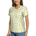 thumbnail image 2 of Vsdgher Yellow Lemon Leaves Women Shirts V Neck Short Sleeve Tops T-Shirt Basic Tees, S to 3XLX-Large, 2 of 5