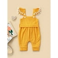 thumbnail image 4 of Infant Baby Girl Summer Jumpsuit, Fly Sleeve Square Neck Tassel Decoration Bodysuit with Bow Belt, 4 of 9