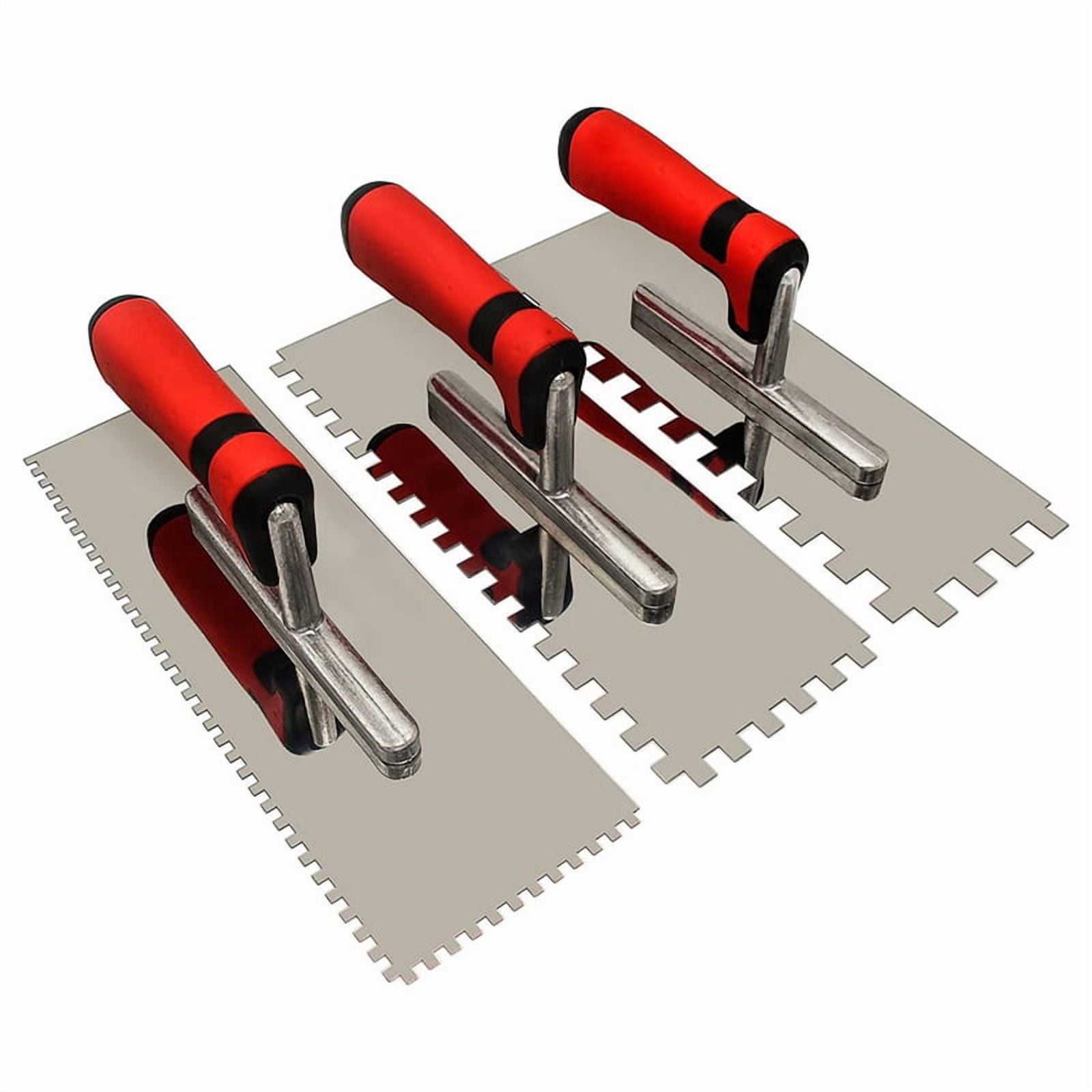 Tile Tools Stainless Steel Square Notched Trowel 3-Size Set for Tile Installation