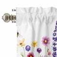 thumbnail image 4 of Purple Blue Pink Flower Curtain Valances Set Watercolor Bee Plant Wildflower Kitchen Curtains 24&nbsp;inch Length Rod Pocket Valance and Tiers 3 Piece Set Small Bedroom Bathroom Laundry Decor, 4 of 9