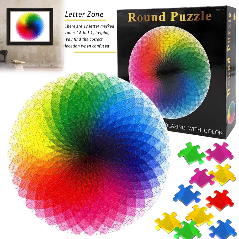 1000 Puzzles for Adults Gradient Color Rainbow Large Round Jigsaw Puzzle Difficult New - Walmart.com 1000 Puzzles for Adults Gradient Color Rainbow Large Round Jigsaw Puzzle Difficult New - Walmart.com