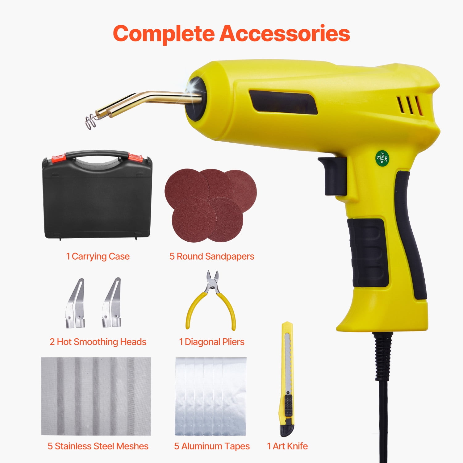 KFFKFF Plastic Welding Kit, 220W Welder Gun with 1200PCS Staples & 76PCS Welding Rods, Hot Staple Welding Tool with LED Light, Portable Case for Kayak, Toys, and Car Bumper Repairs