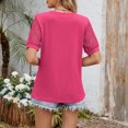thumbnail image 4 of Besolor Womens Summer Tops Lace Patchwork Crew Neck Short Sleeve Shirts Pleated Dressy Blouses Outfits Trendy 2025, 4 of 7
