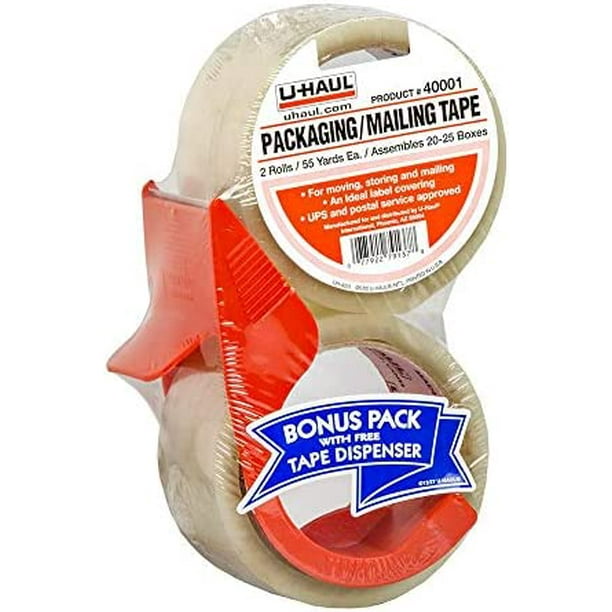 UHaul Packaging/Mailing Tape (Two 55 Yard Rolls w/Dispenser)