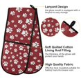 thumbnail image 2 of Yayeee Double Oven Mitt Kitchen Heat Resistant Baking 35" x7" Quilted Cotton Glove, Red Cartoon Paws Pattern, 2 of 6