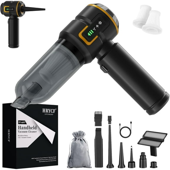 Handheld Vacuum,Car Vacuum Cleaner,4-in-1 20000PA High Power Portable Rechargeable Vacuum Cleaner with Brushless Motor, Small Handheld Vacuum & Air Blower & Pump-