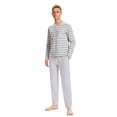 thumbnail image 1 of MintLimit Mens Pajamas Classic Stripe Top with Pure Pants Men's Cotton Sleepwear Pajamas Set Long Pjs Sets Collection Men Plus Size Gray XL, 1 of 5