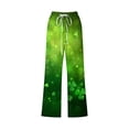 thumbnail image 5 of lcziwo Womens Summer Cotton Linen Cropped Beach Pants with Pockets St Patricks Day Shamrock Print Lounge Pants Casual Drawstring Elastic Waist Capris Pant Green XL, 5 of 6